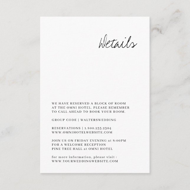 Cartão Detalhado de Casamento Moderno Desenhado à  (Frente)