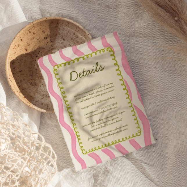 Cartão Detalhado de Casamento Rosa e Verde Moderno (Criador carregado)