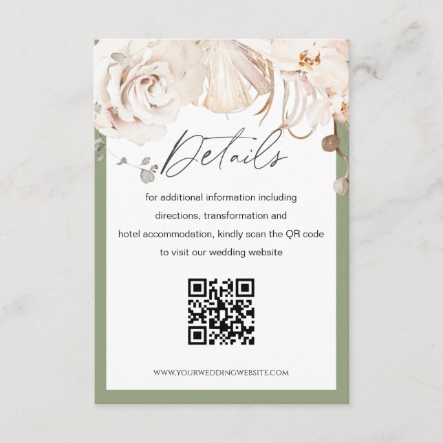 Cartão detalhado de código QR do casamento de jard (Frente)