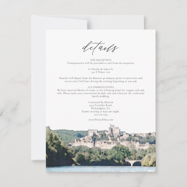 Cartão Detalhado Watercolor Dordogne River South F (Frente)