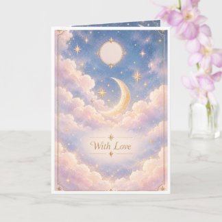 Cartão Detalhe da Celebração do Crescente Lunar Celestial