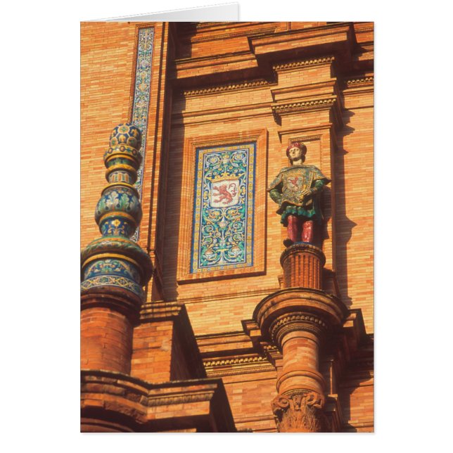 Cartão Detalhe da estátua cerâmica na Plaza de Espana em (Frente)