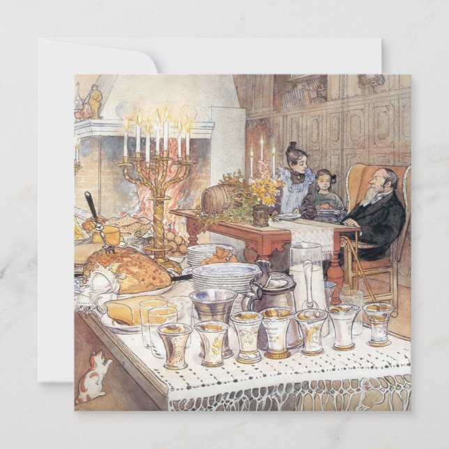 Cartão Detalhe da Véspera de Natal (Natal Sueco Tradicion (Frente)