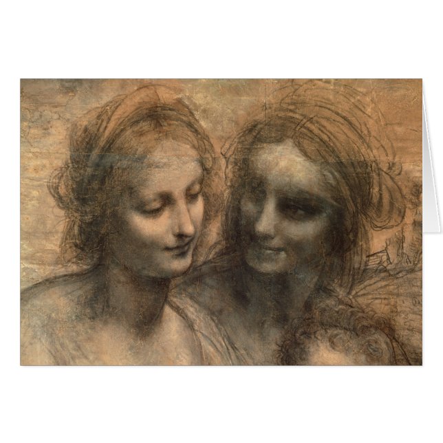 Cartão Detalhe das cabeças do Virgin e do St Anne (Frente Horizontal)