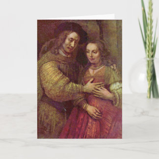Cartão Detalhe judaico da noiva por Rembrandt Van Rijn
