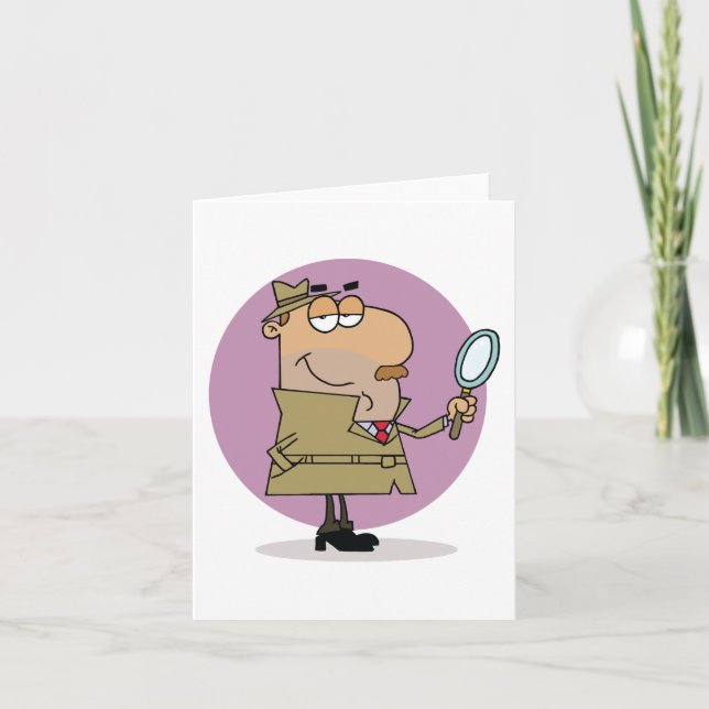 Cartão Detetive de Desenho Animado Divertido com Lupa (Frente)