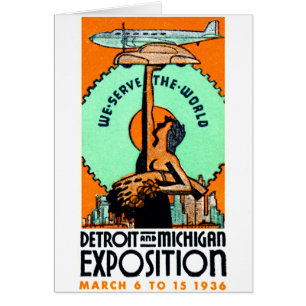 Cartão Detroit 1936 + Poster da expo de Michigan