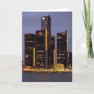 Cartão Detroit Renaissance Center At Dusk