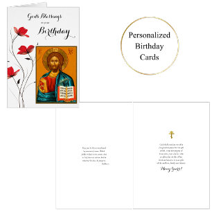 Cartão Deus abençoa o aniversário ortodoxo cristão