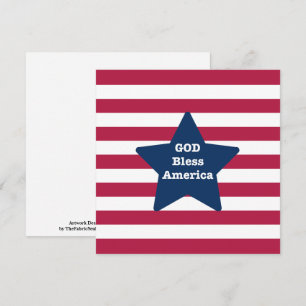 Cartão Deus Abençoe a América Vermelho Branco e Azul