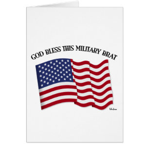 Cartão DEUS ABENÇOE ESTE PIRRALHO MILITAR com a bandeira