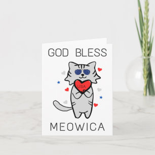 Cartão Deus abençoe Meowica Engraçado América Patriótica 