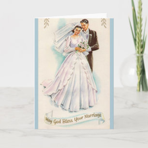 Cartão Deus abençoe Vintage Seu Casamento