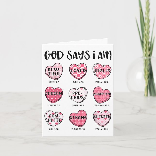 Cartão Deus Diz Que Sou Doces De Valentim Cristão Religio (Frente)