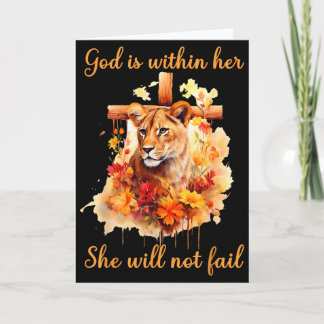 Cartão Deus Está Dentro Dela Ela Não Falhará Lioness Cruz
