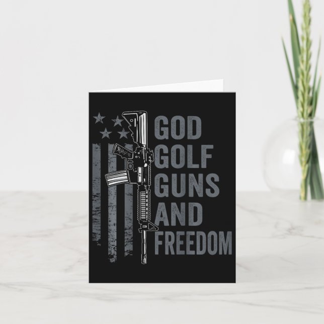 Cartão Deus Golfe Armas E Liberdade - Funerário Pro Guns  (Frente)