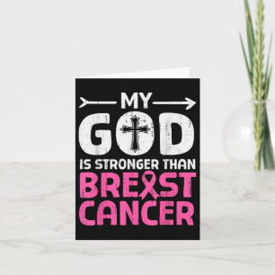 Cartão Deus Mais Forte Consciência do Cancer da Mama Chri