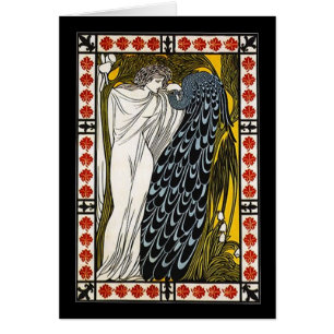 Cartão Deusa Grega Peacock Obrigado Efharisto nota
