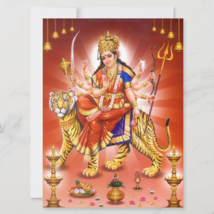 Cartão Deusa Hindu Durgá Tigre
