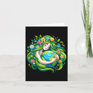 Cartão Deusa Verde Dia da Terra Salva Nossa Mulher Planet