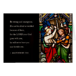 Cartão Deuteronômio Cristão 3:16 Seja Forte & Corajoso