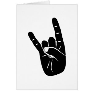 Cartão Devil corno sign language pictogram for rock music