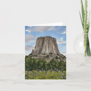 Cartão Devils Tower National Monuuument Wyoming Watercolo