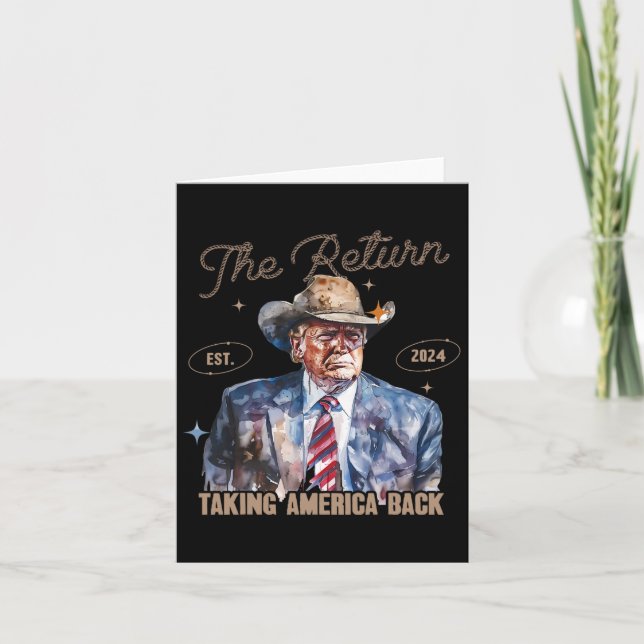 Cartão Devolver Caubói Ocidental Trump 2024 Levando a Amé (Frente)