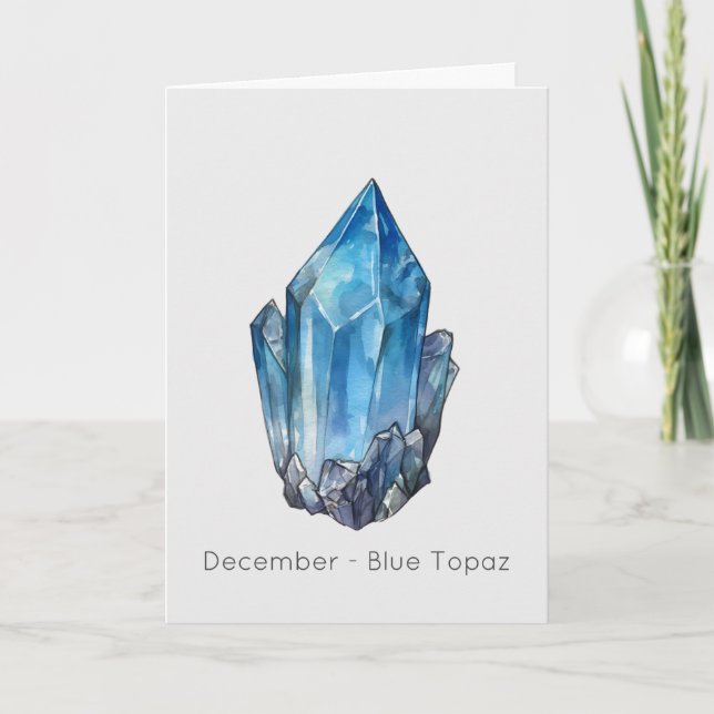 Cartão Dezembro de Birthstone Blue Topaz - Parabéns (Frente)