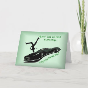 Cartão Dezesseis anos de idade e amam carros