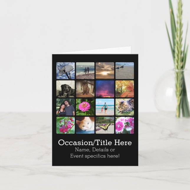 Cartão Dezesseis cantos arredondados Colagem de fotos ou  (Frente)