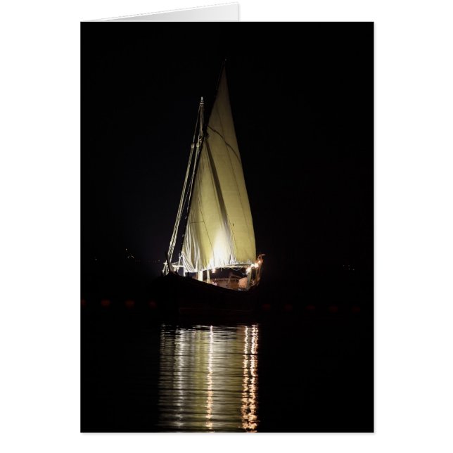 Cartão Dhow em Doha, à noite (Frente)