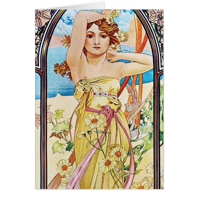 Cartão Dia, Alphonse Mucha (Frente)