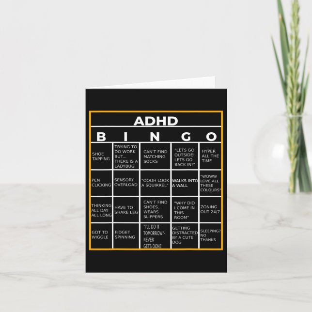 Cartão Dia da Consciência da Saúde Mental Adhd Bingo - Pr (Frente)