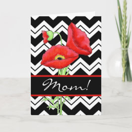Cartão Dia da Mãe do Red Poppy Black & White Zizzy