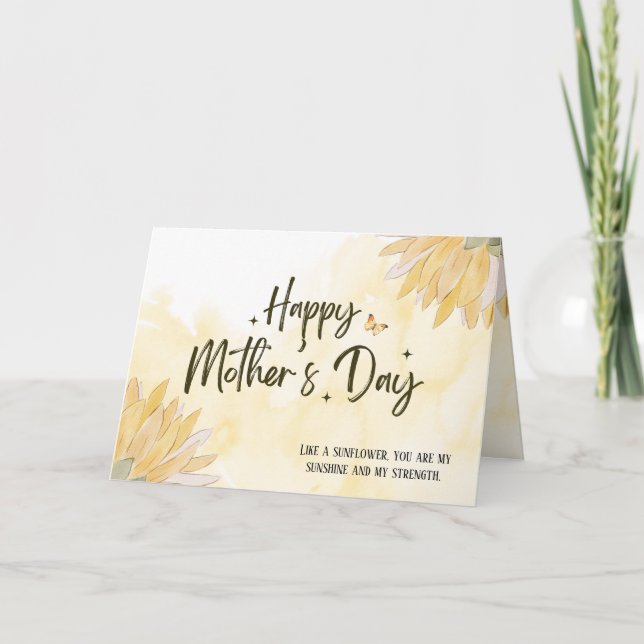 Cartão Dia da Mãe Personalizada de Girassol (Frente)