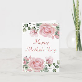 Cartão Dia da Mãe Rosa Rosa Elegante