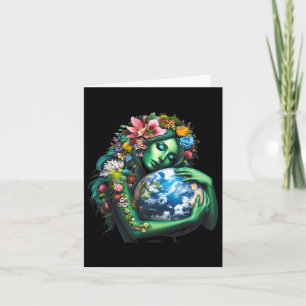 Cartão Dia da Mãe Verde Gaia Salva Nossa Mulher Planeta