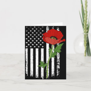 Cartão Dia da Memória Papoula Vermelha Bandeira Americana