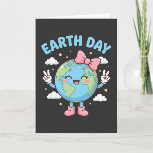 Cartão Dia da Terra Meninos Fofos Camisa Menina Planeta k