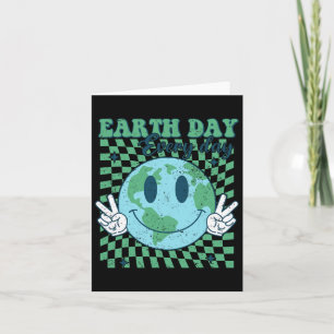 Cartão Dia da Terra Retrô Salve o Planeta Mulher Tendênci