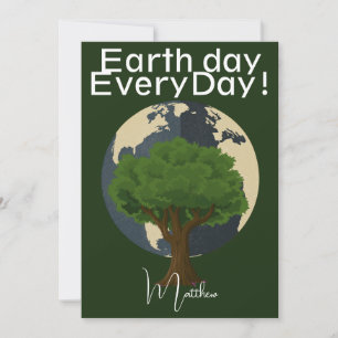Cartão Dia da Terra todos os dias, vá verde, ciência da a