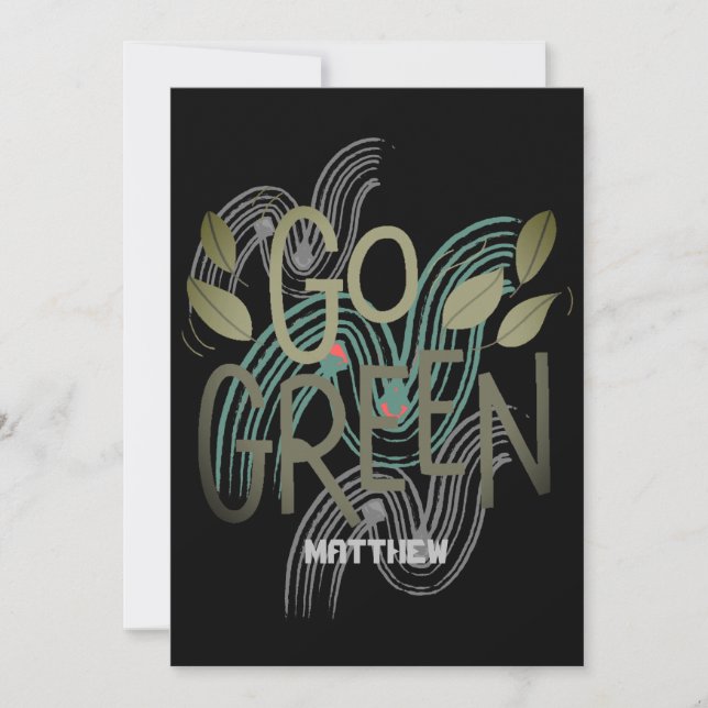 Cartão Dia da Terra, verde, arte simples ciência elegante (Frente)