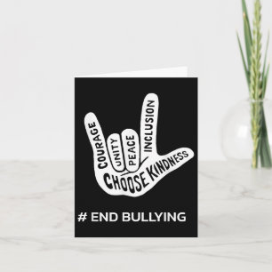 Cartão Dia da Unidade Anti-Bully Sinal de Amor Acabou com