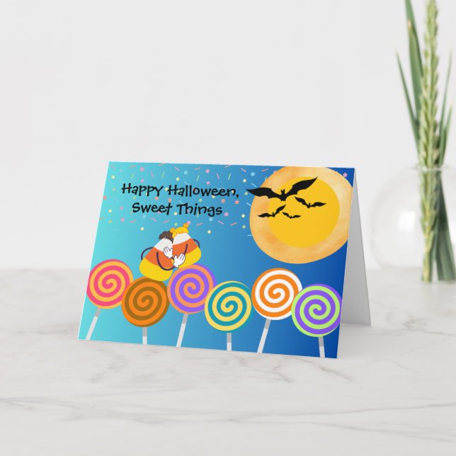 Cartão Dia das Bruxas de Nova Iorque com Casal de Milho D (Frente)