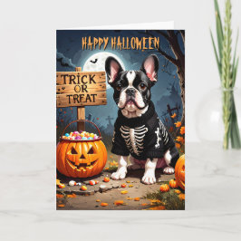 Cartão Dia das Bruxas do Buldogue Negro