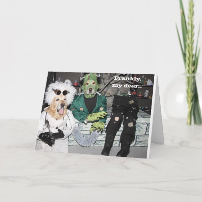 Cartão Dia das Bruxas do Laboratório Frankenstein do Ouro (Frente)