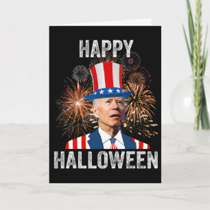 Cartão Dia das Bruxas Engraçado Feliz 4 de Julho Anti Joe