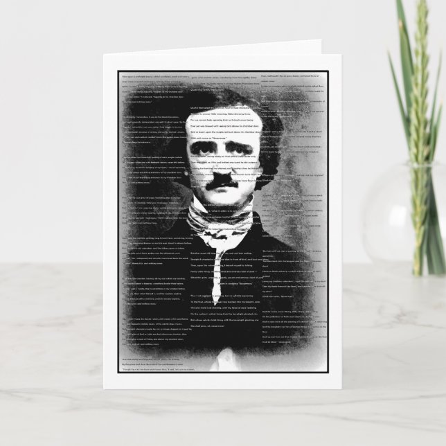 Cartão Dia das Bruxas... Poema de Edgar Allen Poe, "O Rav (Frente)