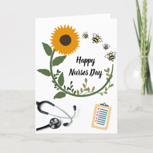 Cartão Dia das Enfermeiras Felizes do Estetoscópio de Gir